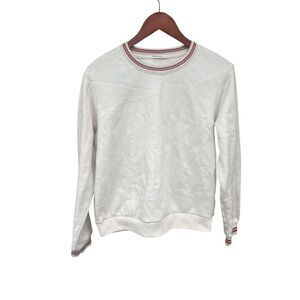 Marine Layer Women's Oatmeal Crewneck Ringer Anytime Sweatshirt Large